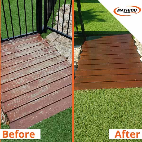 before and after of staining wood
