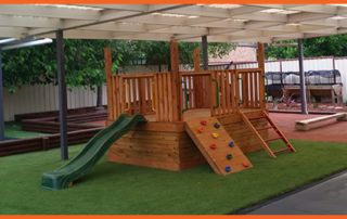Childcare playground, fort build and slide