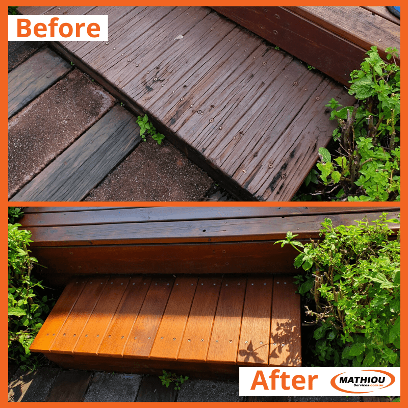 timber restain before and after