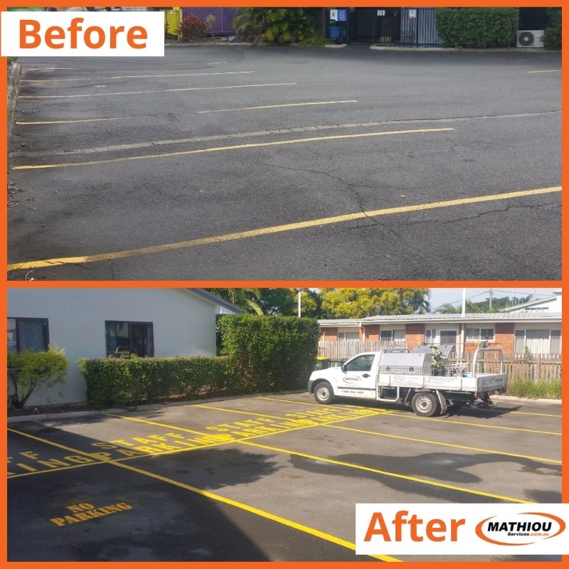 before and after -Repainting carpark