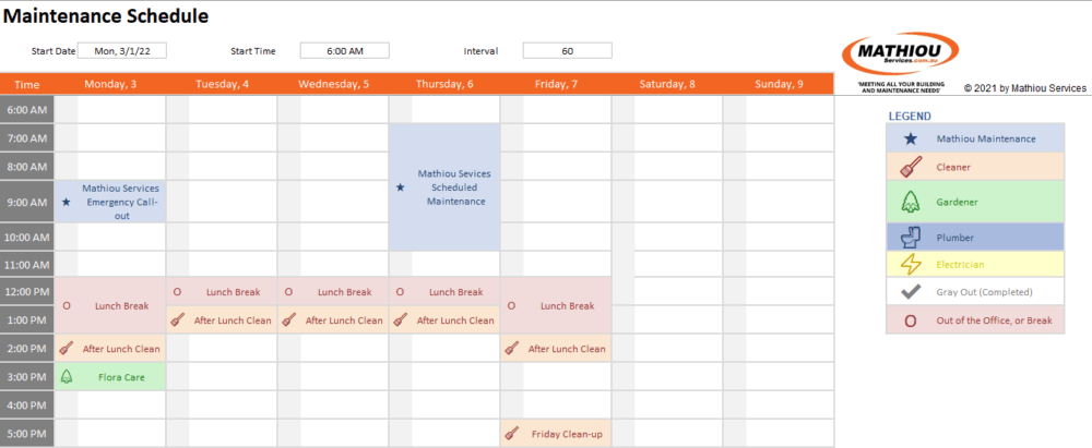 maintenance schedule