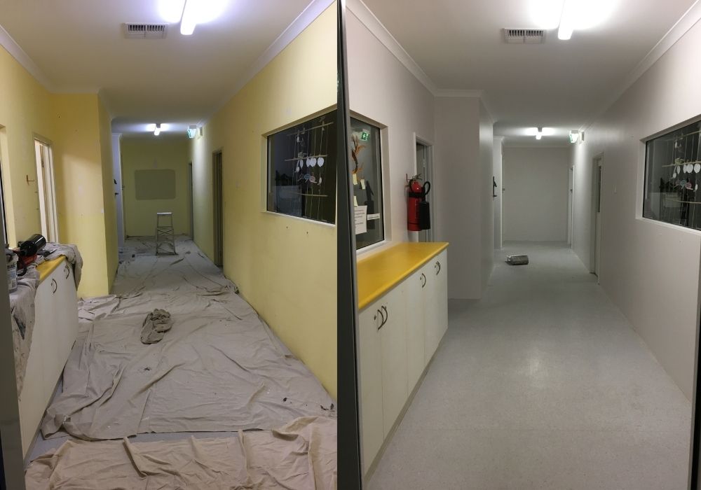 Interior foyer repaint - before and after photos