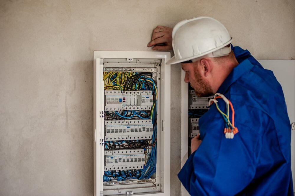 Electrician on work