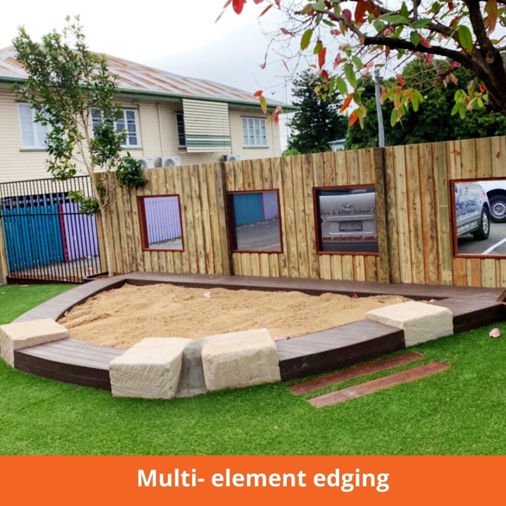 Multi- element edging - timber and sandstone