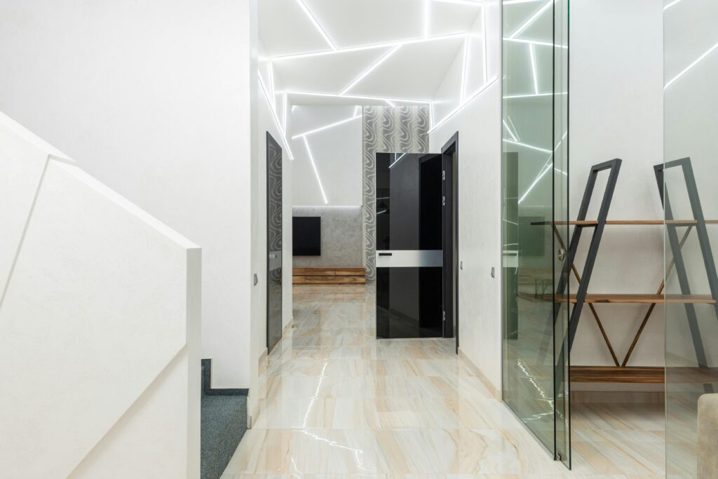 sleek glass sliding door in the office